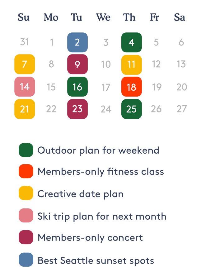 Example calendar